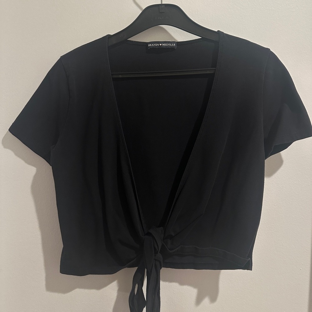 Brandy Melville Black Wrap Top